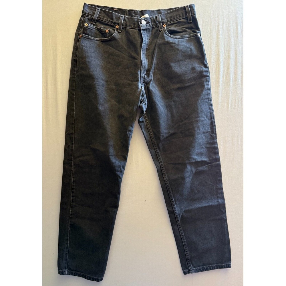 LEVIS 550 Jeans Mens 36x32 Black Relaxed Fit Distressed Thrashed 90s Vintage‎